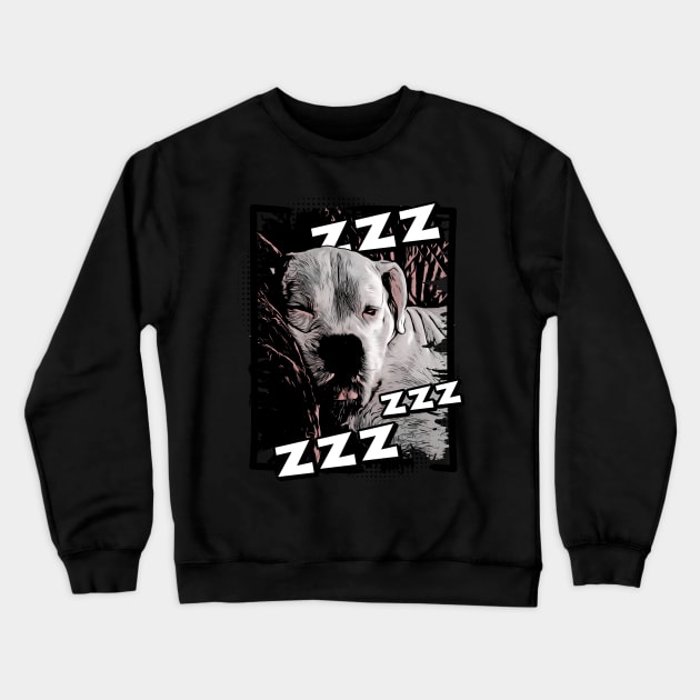 Sleeping White Boxer Crewneck Sweatshirt by TAS Illustrations and More